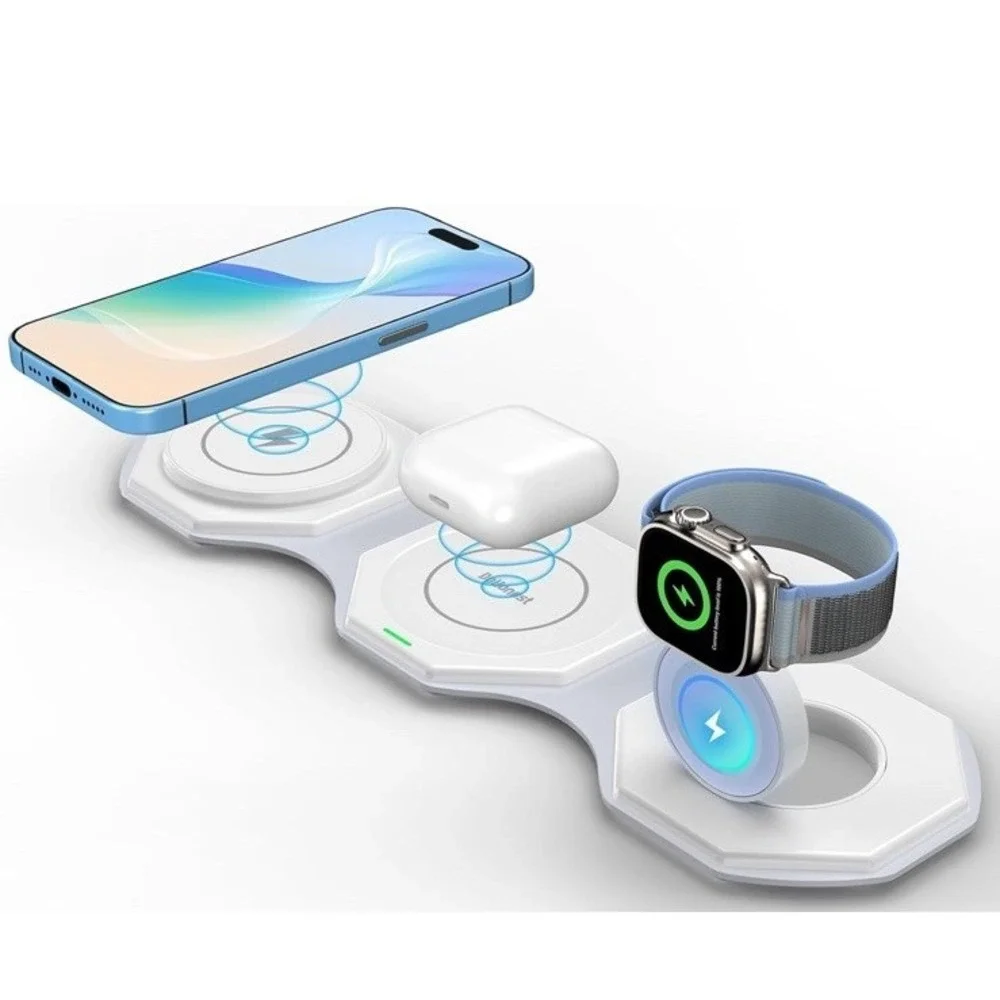 3 in 1 Wireless Charging Station for Apple Multiple Devices, Foldable Magnetic